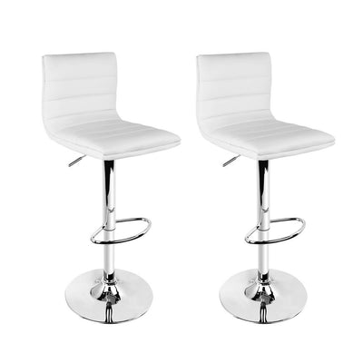 Artiss Set of 2 PU Leather Bar Stools Padded Line Style - White Payday Deals