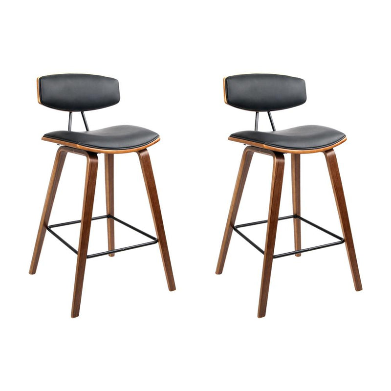 Artiss Set of 2 PU Leather Circular Footrest Bar Stools - Black Payday Deals