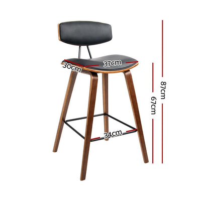 Artiss Set of 2 PU Leather Circular Footrest Bar Stools - Black Payday Deals