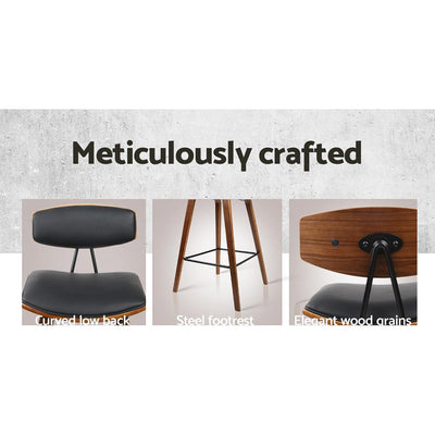 Artiss Set of 2 PU Leather Circular Footrest Bar Stools - Black Payday Deals