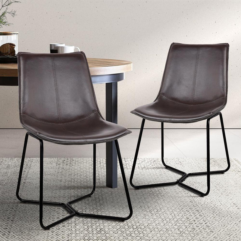Artiss Set of 2 PU Leather Dining Chair - Walnut Payday Deals