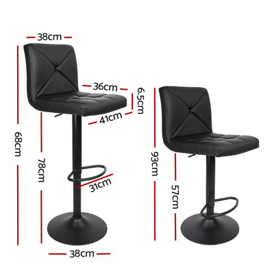 Artiss Set of 2 PU Leather Gas Lift Bar Stools - Black Payday Deals