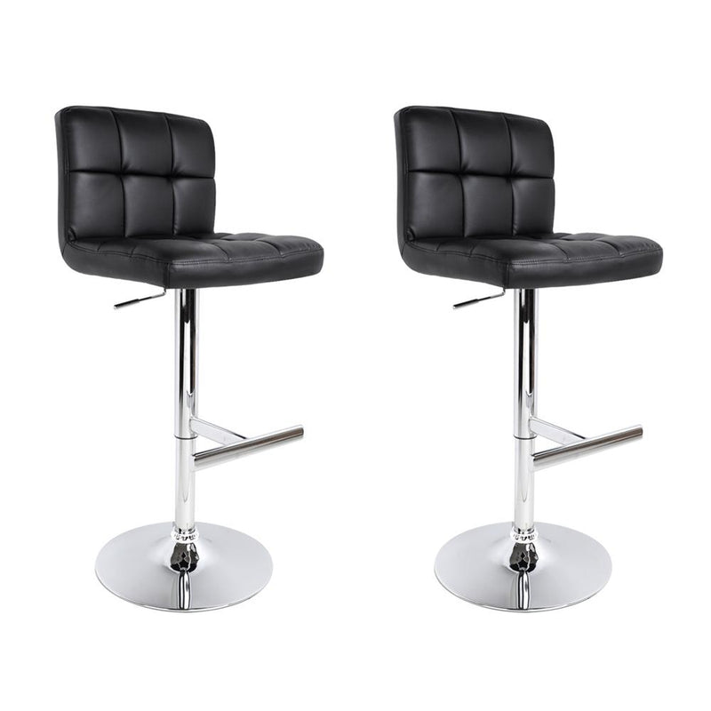 Artiss Set of 2 PU Leather Gas Lift Bar Stools - Black Payday Deals