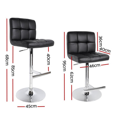 Artiss Set of 2 PU Leather Gas Lift Bar Stools - Black Payday Deals