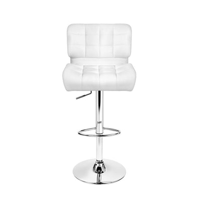 Artiss Set of 2 PU Leather Gas Lift Bar Stools - White and Chrome Payday Deals