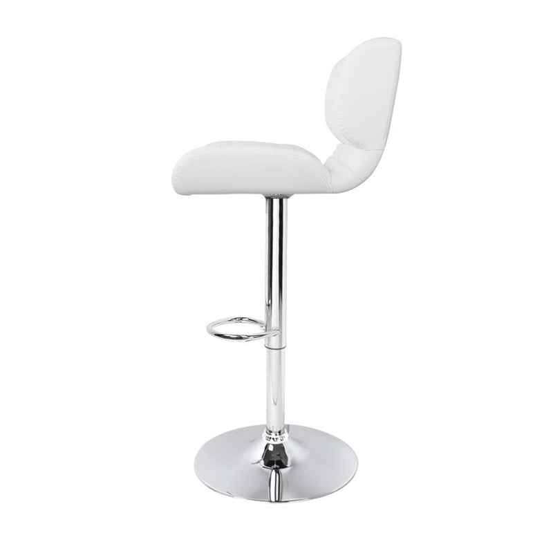 Artiss Set of 2 PU Leather Gas Lift Bar Stools - White and Chrome Payday Deals