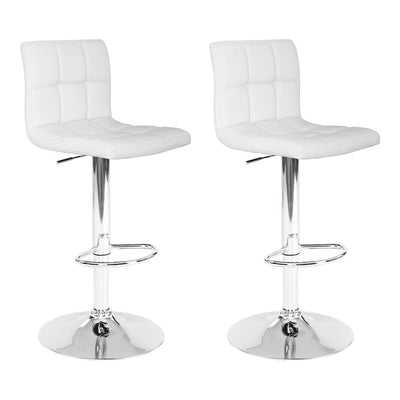 Artiss Set of 2 PU Leather Gas Lift Bar Stools - White Payday Deals