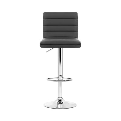 Artiss Set of 2 PU Leather Lined Pattern Bar Stools- Grey and Chrome Payday Deals