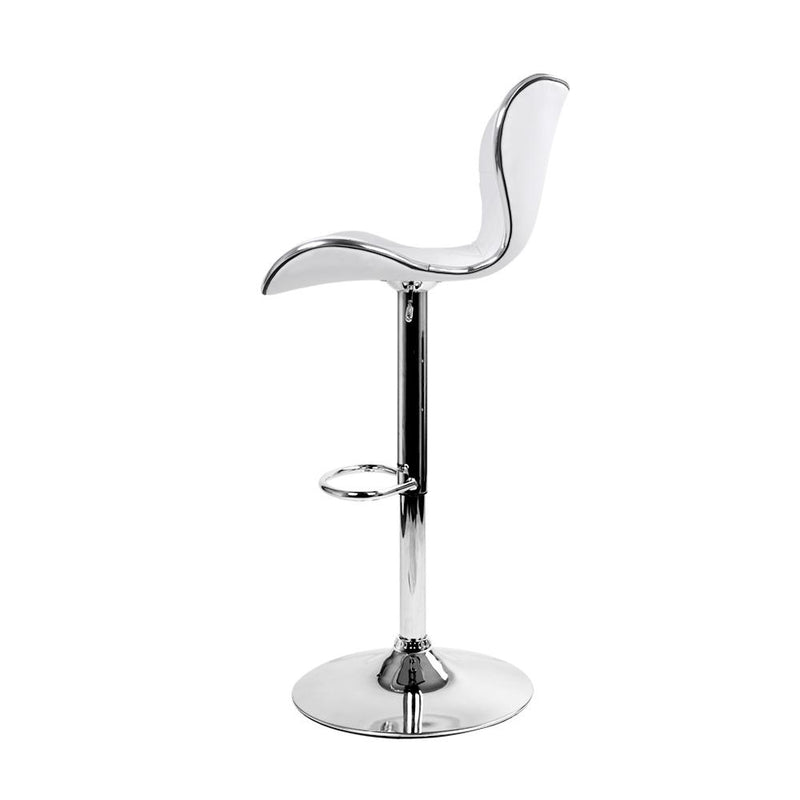 Artiss Set of 2 PU Leather Patterned Bar Stools - White and Chrome Payday Deals