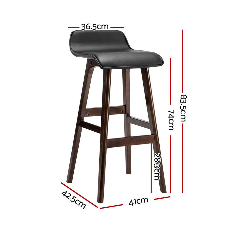 Artiss Set of 2 PU Leather Wood Wave Style Bar Stool - Black Payday Deals