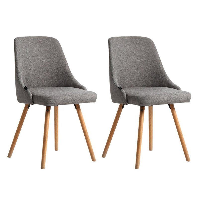 Artiss Set of 2 Replica Dining Chairs Beech Wooden Timber Chair Kitchen Fabric Grey Payday Deals