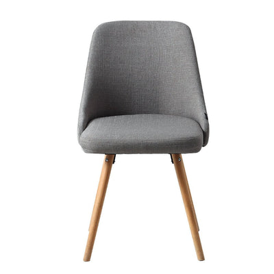 Artiss Set of 2 Replica Dining Chairs Beech Wooden Timber Chair Kitchen Fabric Grey Payday Deals