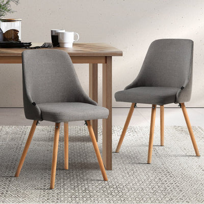 Artiss Set of 2 Replica Dining Chairs Beech Wooden Timber Chair Kitchen Fabric Grey Payday Deals