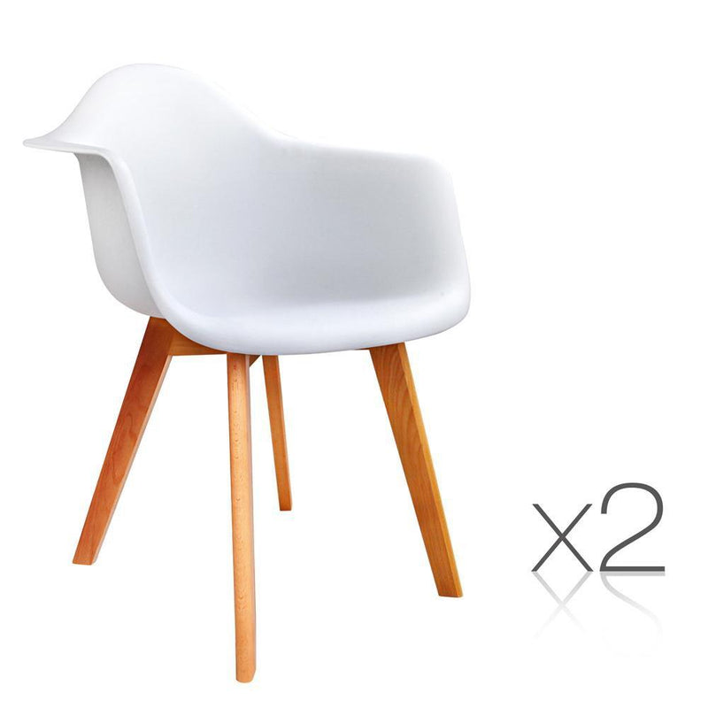 Artiss Set of 2 Replica Eames Dining Chairs - White