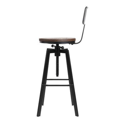 Artiss Set of 2 Rustic Industrial Style Metal Bar Stool - Black and Wood Payday Deals