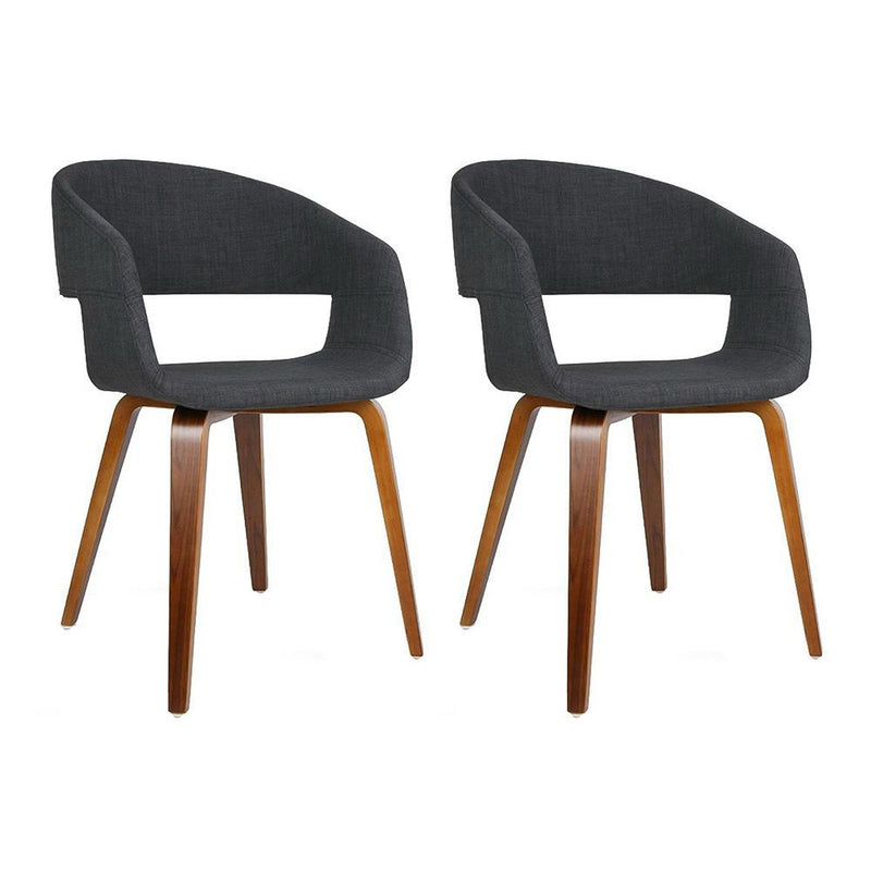 Artiss Set of 2 Timber Wood and Fabric Dining Chairs - Charcoal Payday Deals