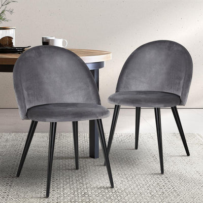Artiss Set of 2 Velvet Modern Dining Chair - Dark Grey Payday Deals