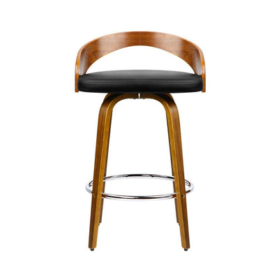 Artiss Set of 2 Walnut Wood Bar Stools - Black and Brown Payday Deals