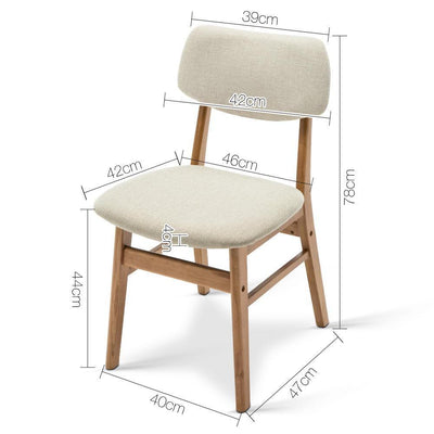 Artiss Set of 2 Wood & Fabric Dining Chairs - Beige
