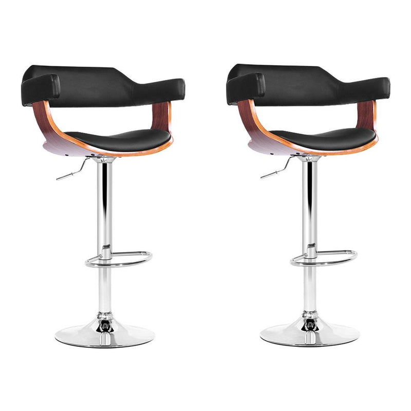 Artiss Set of 2 Wooden Bar Stool - Black and Wood Payday Deals