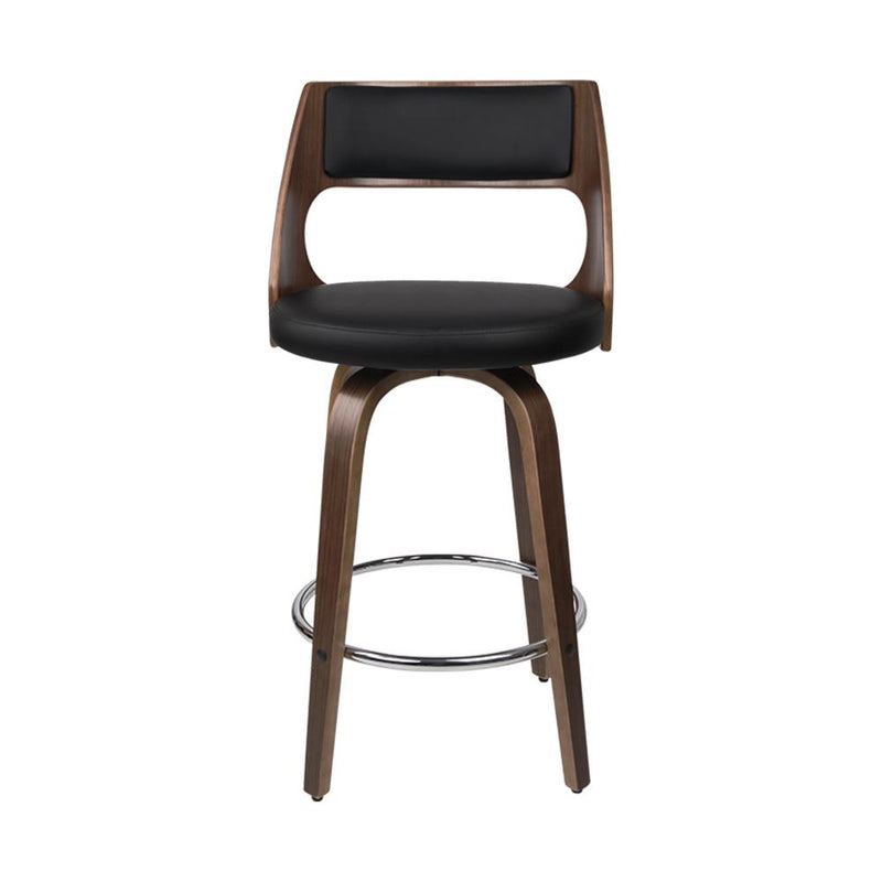 Artiss Set of 2 Wooden Bar Stools PU Leather - Black and Wood Payday Deals