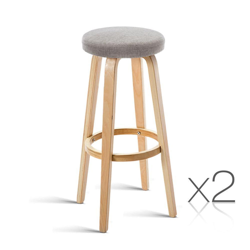 Artiss Set of 2 Wooden Bar Stools - Taupe