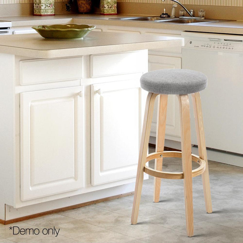 Artiss Set of 2 Wooden Bar Stools - Taupe