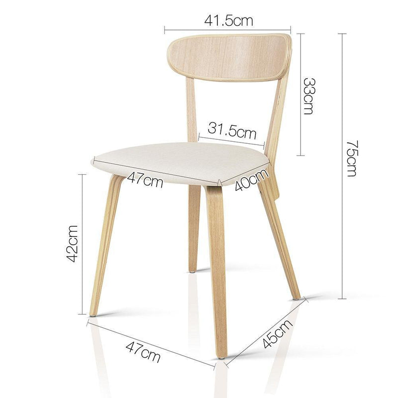 Artiss Set of 2 Wooden Dining Chairs - Beige