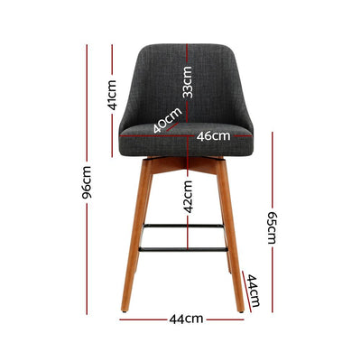 Artiss Set of 2 Wooden Fabric Bar Stools Square Footrest - Charcoal Payday Deals