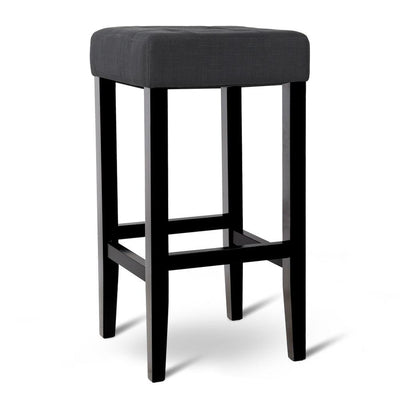 Artiss Set of 2 Wooden Fabric Barstools - Charcoal
