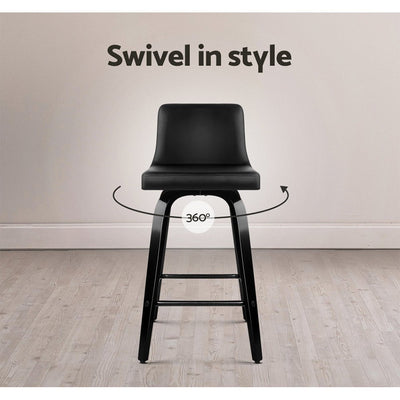 Artiss Set of 2 Wooden PU Leather Bar Stool - Black Payday Deals