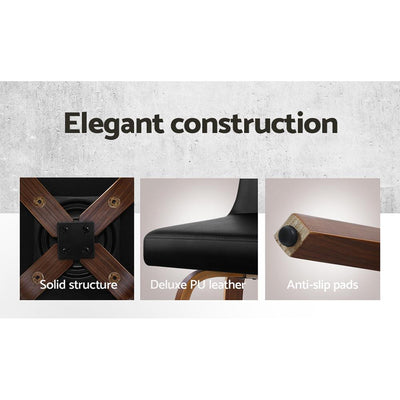 Artiss Set of 2 Wooden PU Leather Bar Stool - Black and Brown Wood Legs Payday Deals