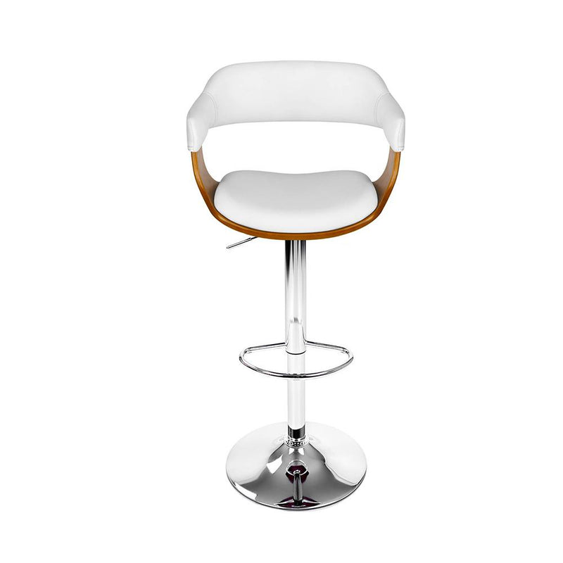 Artiss Set of 2 Wooden PU Leather Bar Stool - White and Chrome Payday Deals