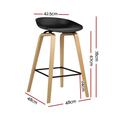 Artiss Set of 2 Wooden Square Footrest Bar Stools - Black Payday Deals