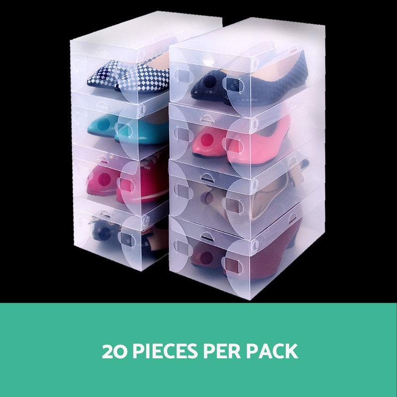 Artiss Set of 20 Clear Shoe Box Foldable Transparent Shoe Storage Stackable Case Payday Deals