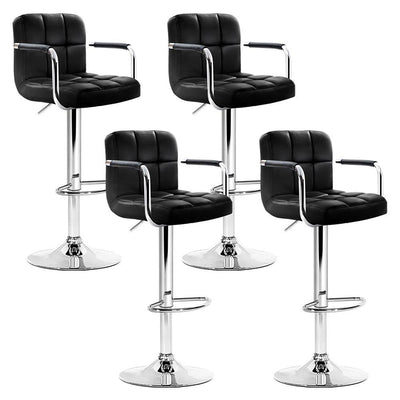 Artiss Set of 4 Bar Stools Gas lift Swivel Armrests - Steel and Black Payday Deals