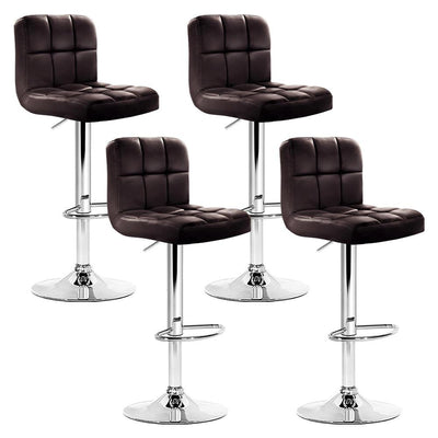Artiss Set of 4 Bar Stools Gas lift Swivel - Steel and Chocolate Payday Deals