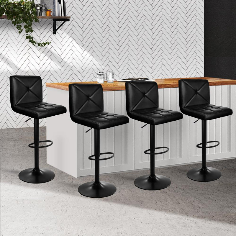 Artiss Set of 4 Bar Stools PU Leather Criss Cross Style - Black and Chrome Payday Deals