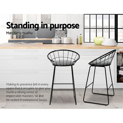 Artiss Set of 4 Bar Stools Steel Fabric - Grey and Black Payday Deals