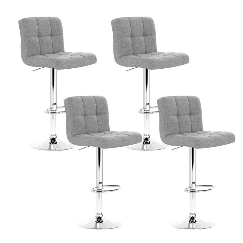 Artiss Set of 4 Fabric Swivel Bar Stools - Grey Payday Deals