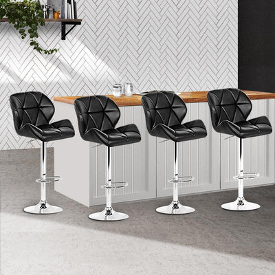 Artiss Set of 4 Kitchen Bar Stools - Black and Chrome Payday Deals