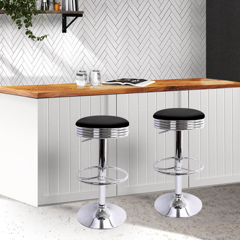 Artiss Set of 4 PU Leather Backless Bar Stools - Black and Chrome Payday Deals