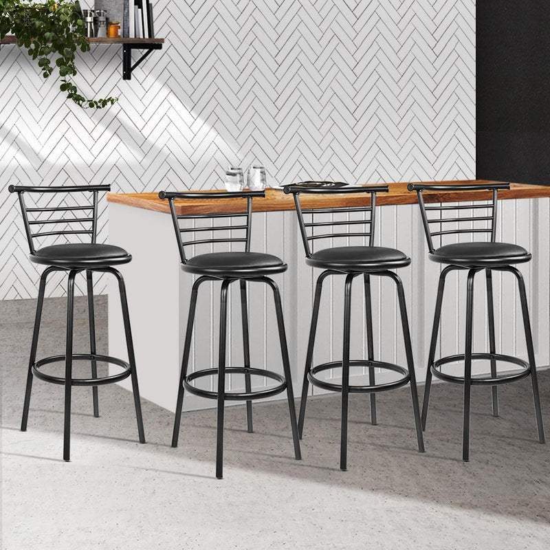 Artiss Set of 4 PU Leather Bar Stools - Black and Steel Payday Deals