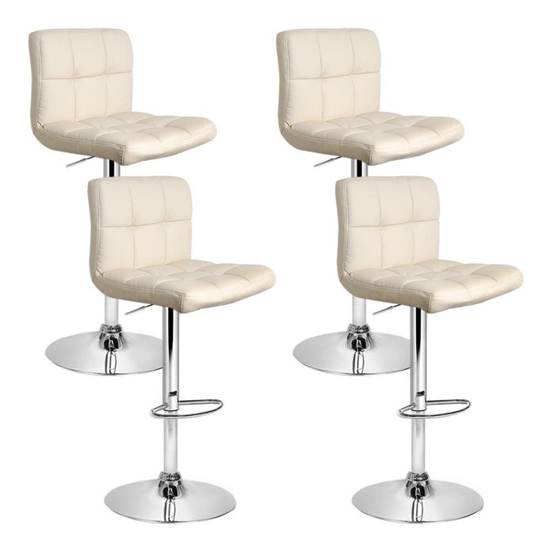 Artiss Set of 4 PU Leather Gas Lift Bar Stools - Beige Payday Deals