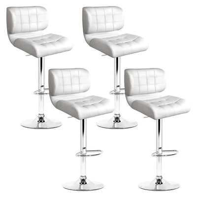 Artiss Set of 4 PU Leather Gas Lift Bar Stools - White and Chrome Payday Deals
