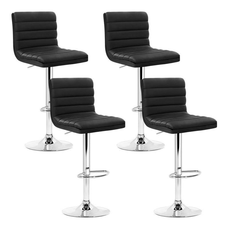 Artiss Set of 4 PU Leather Lined Pattern Bar Stools- Black and Chrome Payday Deals
