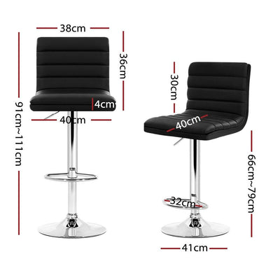 Artiss Set of 4 PU Leather Lined Pattern Bar Stools- Black and Chrome Payday Deals
