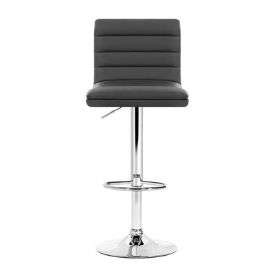 Artiss Set of 4 PU Leather Lined Pattern Bar Stools- Grey and Chrome Payday Deals
