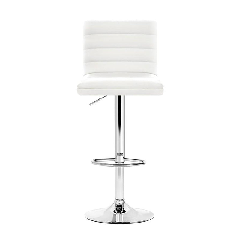 Artiss Set of 4 PU Leather Lined Pattern Bar Stools- White and Chrome Payday Deals