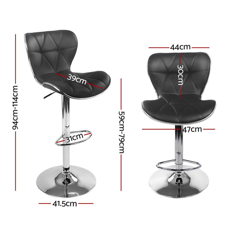 Artiss Set of 4 PU Leather Patterned Bar Stools - Black and Chrome Payday Deals